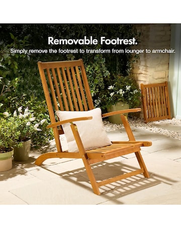 VonHaus Hudson Grey Garden Adjustable Sun Lounger with Cushion