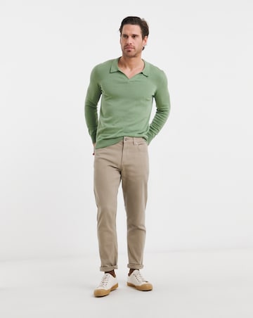 Green Knitted Trophy Neck Polo