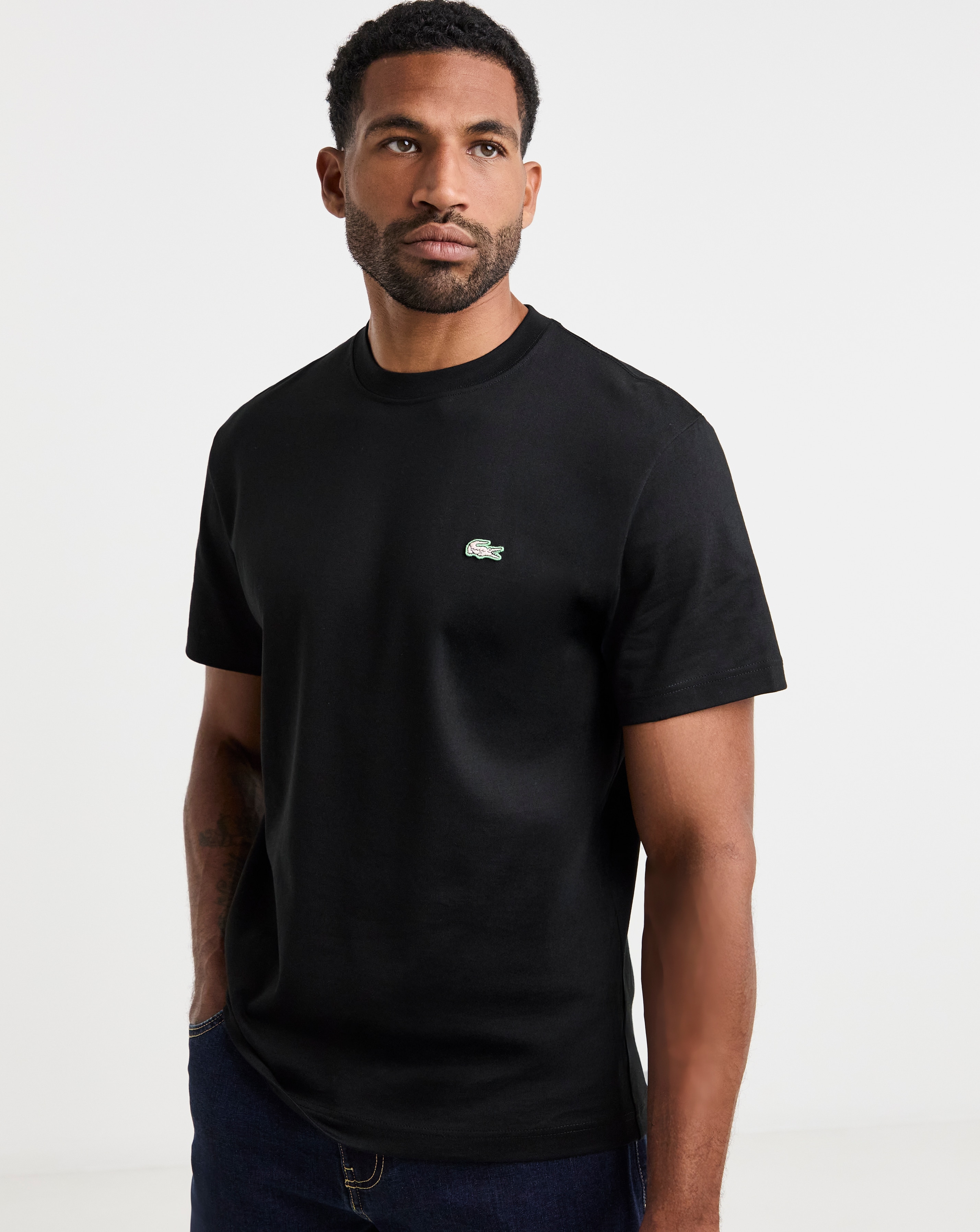 Lacoste Short Sleeve Back Graphic T-Shirt - Black | JD Williams