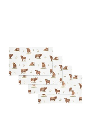 Angus Highland Cow 4 Pack Placemats
