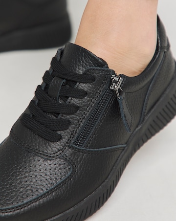 Heavenly Soles Seraphina Leather Lace Side Zip Trainers - Extra Wide Fit (EEE)