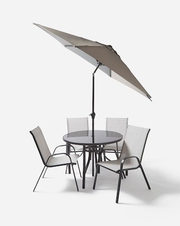Malaga 4 Seater Dining Set with Parasol