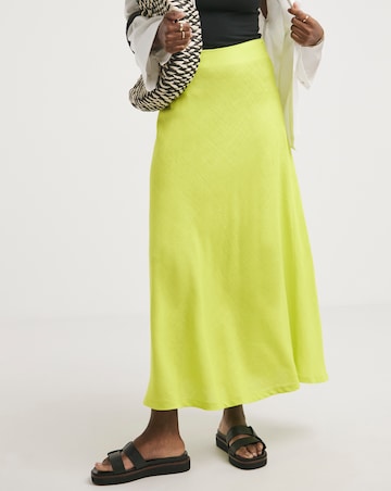 Zesty Lime Linen Mix Bias Cut Slip Skirt