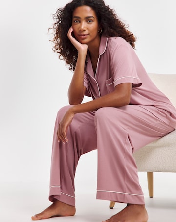 Pretty Secrets Supersoft Ribbed Button Through Pyjama Set