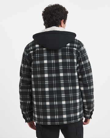 Hooded Borg Lined Check Overshirt
