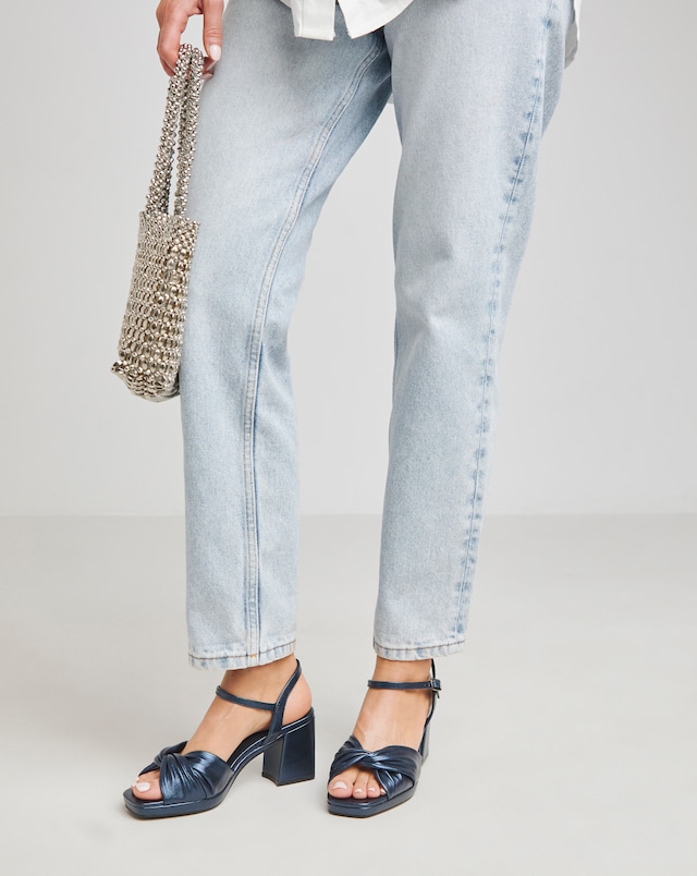 Cerise Twist Upper Platform Sandal - Wide Fit (E)
