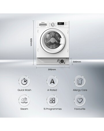 Hisense 3 Series WF3M841BWI Integrated 8kg Washing Machine 1400 rpm White