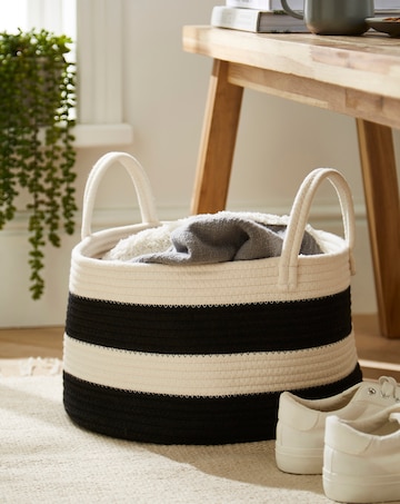 Storage Basket Black & White Stripes