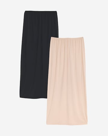 Pretty Secrets (2 Pack) Maxi Waist Slips Length 34in Black/Almond