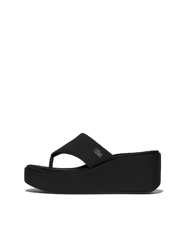 FitFlop Black Platforms Wedge Toe-Post Sandals - Standard Fit (D)