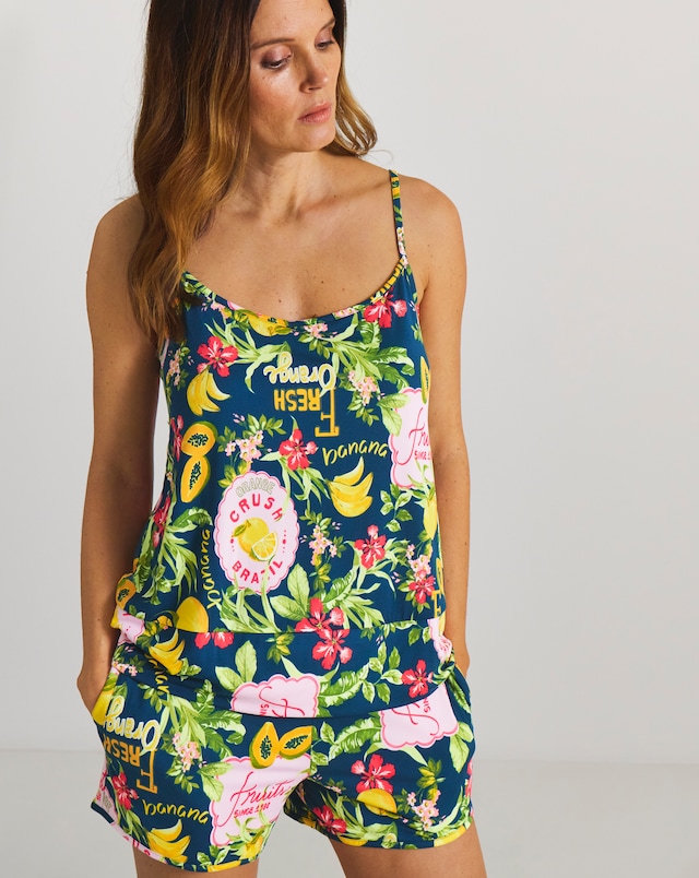 Figleaves Cami Pyjama Short Set Fruit Print