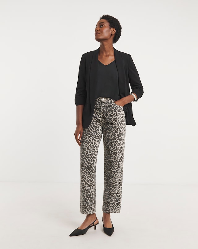 Black Ruched Sleeve Blazer