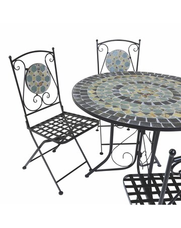 Charles Bentley Mosaic 4 Seater Dining Set - Blue