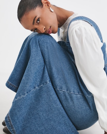 Pure Cotton Mid Blue Denim Apron Dress