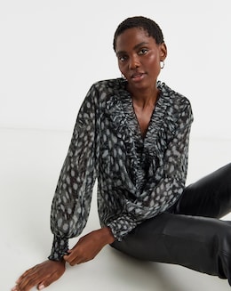 Ruffle Crinkle Chiffon Blouse