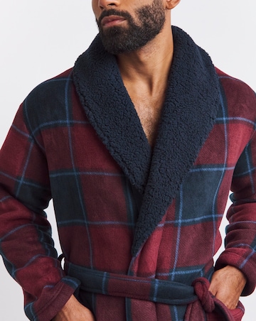 Borg Lined Check Dressing Gown