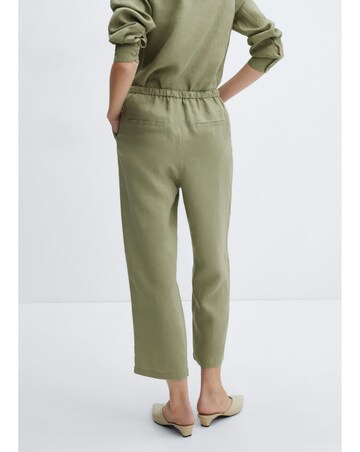 Mango Linen Tie Waist Beaded Trousers