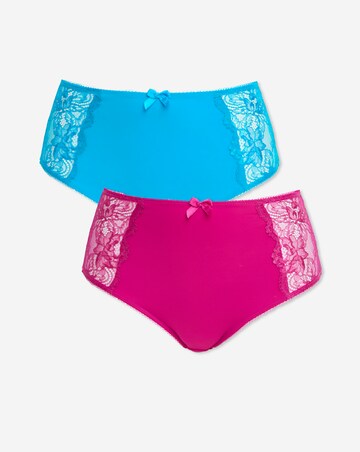 Pretty Secrets 2 Pack Ella Lace Full Brief Knickers - Pink/Teal