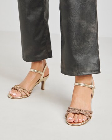 Kimberley Diamante Knot Detail Kitten Heel Sandal - Extra Wide Fit (EEE)