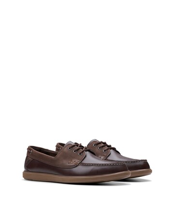 Clarks Bratton Boat Shoe - Dark Brown Leather