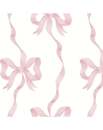 Cath Kidston Ribbon Bow Pink Wallpaper