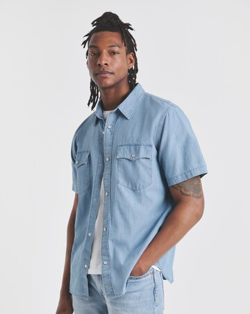 Levi's Short Sleeve Relaxed Fit Western Shirt - Light Blue