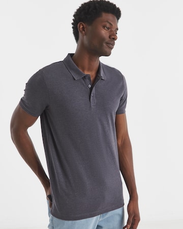 Pure Cotton Pique Polo Long Length- Charcoal