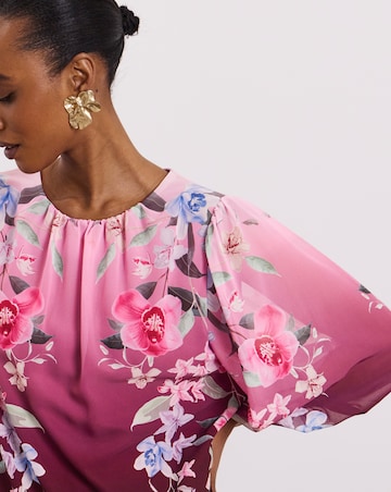 Joanna Hope Bubble Hem Floral Blouse