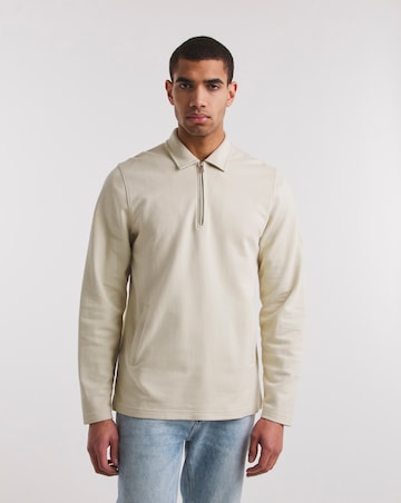 1/4 Zip Open Hem Sweatshirt