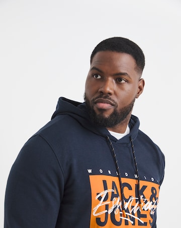 Jack & Jones Colton Logo Hoodie - Navy