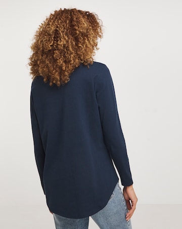 Navy Longline Curved Hem Top