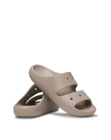 Crocs Taupe Classic Two Strap Slider Sandals- Standard Fit (D)