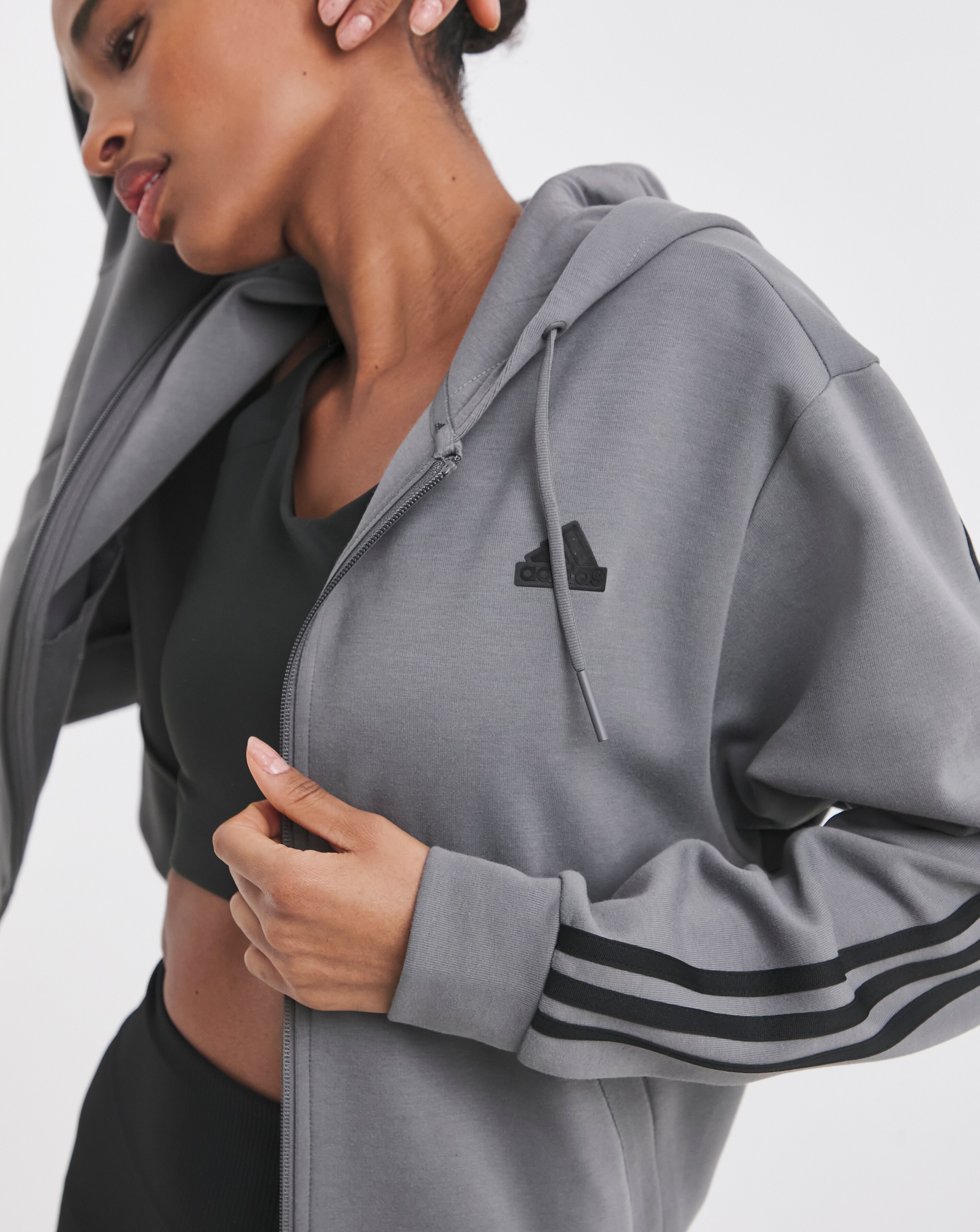 adidas 3 Stripes Full Zip Hoodie | JD Williams