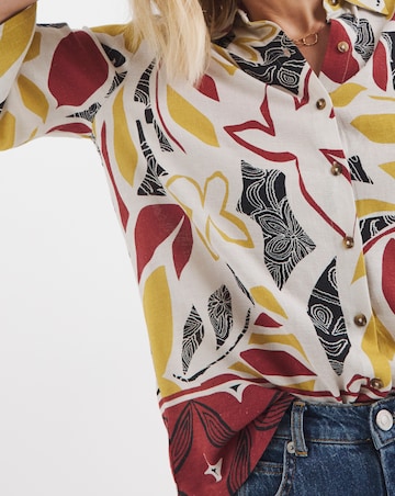 Printed Linen Mix Half Sleeve Shirt