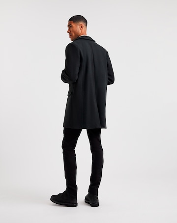 Black Faux Wool Overcoat