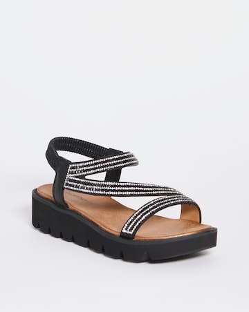 Heavenly Feet Glitzy Elasticated Back Sandal E Fit