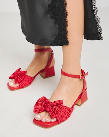 Isla Plisse Bow Low Heel Occasion Sandals Wide E Fit