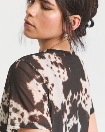 Simply Be Cow Print Relaxed Fit Mesh T-Shirt