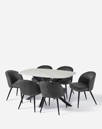 Brock Dining Table with 6 Emilie Velvet Chairs