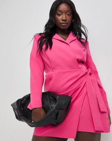 Hot Pink Twist Front Blazer Dress | JD Williams Hot Pink Twist Front Blazer Dress | JD Williams