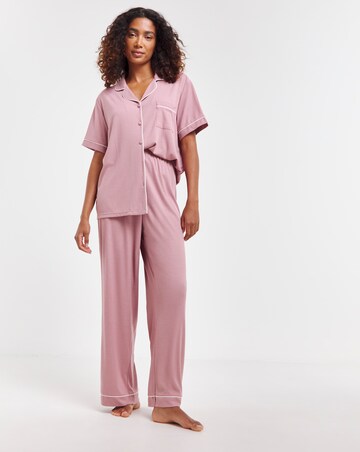 Pretty Secrets Supersoft Ribbed Button Through Pyjama Set