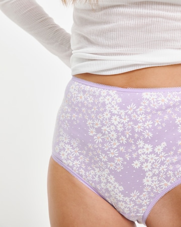 Pretty Secrets (7 Pack) Cotton Full Fit Brief Knickers Lilac Floral