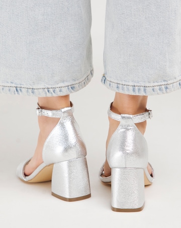 Rimona Metallic Barely There Block Heeled Sandals - Wide Fit (E)