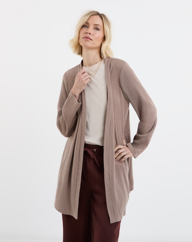 Mocha Soft Touch Ribbed Cardigan