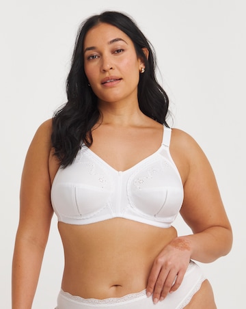 Pretty Secrets Dotty Embroidered Full Cup Non Wired White Bra C-H -White