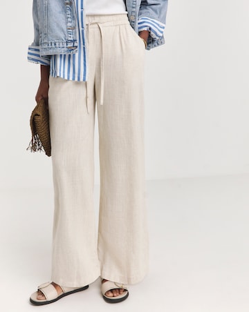 Cool Stone Linen Mix Wide Leg Trousers