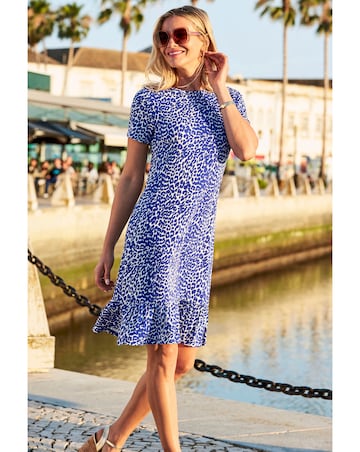 Sosandar Leopard Print Ruffle Hem Shirt Dress