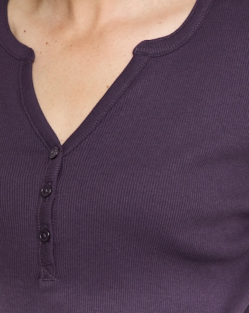 Henley Button Front Long Sleeve Top