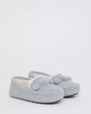 Judy Knitted Moccasin Slippers - Extra Wide Fit (EEE)