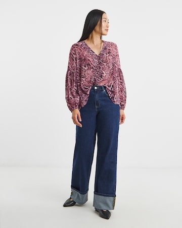 Georgette Collarless Tie Detail Blouse